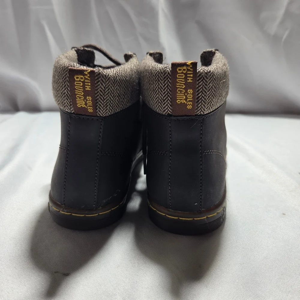 Dr. Martens Maelly Dark Brown Leather Herringbone Ankle Boots Womens 8 US L